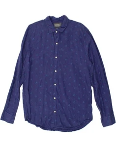 BONOBOS Mens Tall Shirt Large Navy Blue Floral Linen ZQ12 - Picture 1 of 3
