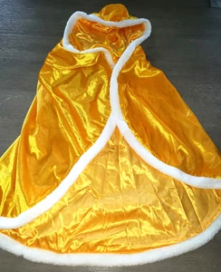 boy girl NEW BRIGHT YELLOW CAPE HALLOWEEN WEAR HOOD WHITE FUR TRIM SIZE 12/14 - Picture 1 of 1