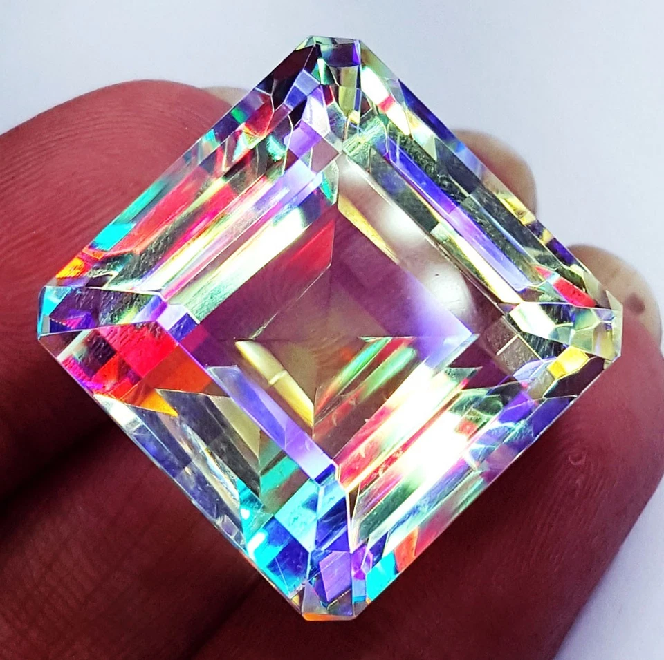 Mystic Quartz Rainbow Color 80 to 85 Ct Square Shape Loose Gemstone Certified - Image 1 of 4