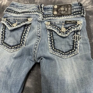 MISS ME Juniors Skinny Jeans Size 14 Pants Western 24x29 Whip Stitch Rodeo Horse - Picture 1 of 11