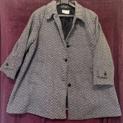 Abrigo Swing Woman Within 28W Mezcla Lana Espiga Negro/Blanco Talla Grande Foto 1 de 4