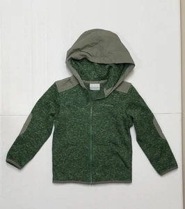 Columbia Kleinkind Junge grün/grau durchgehender Reißverschluss Komfort Kapuze Fleecejacke XXS 4-5T - Bild 1 von 7