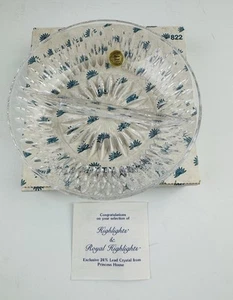 Princess House 8" geteilte Schale Highlights Bleikristall W. Germany #822 NOS - Bild 1 von 10