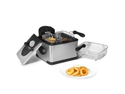 Freidora eléctrica MegaChef de 4,23 cuartos de galón de acero inoxidable con temporizador Foto 1 de 4