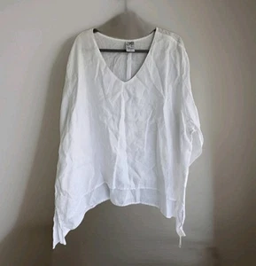 La Fixsun Linen Lagenlook Double Layer Oversized Tunic Top Size 1X White - Picture 1 of 4