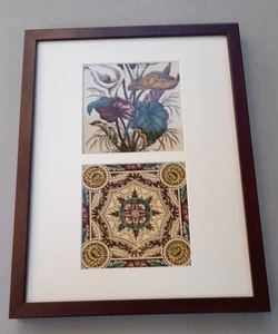 Antique Victorian Art Nouveau Fireplace Tiles Framed Art Collectables 1900's - Picture 1 of 8
