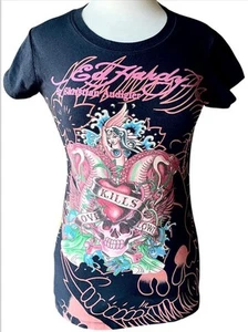 Camiseta De Colección Don Ed Hardy Y2K ~ LOVE KILLS SLOW ~ MERMAID ~ Mujer L ~ AUDIGIER - Imagen 1 de 5