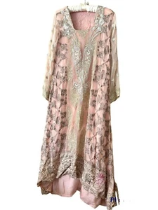 Pakistani designer Kurta Long Top Shirt chiffon georgette Embroidery Bollywood - Picture 1 of 4