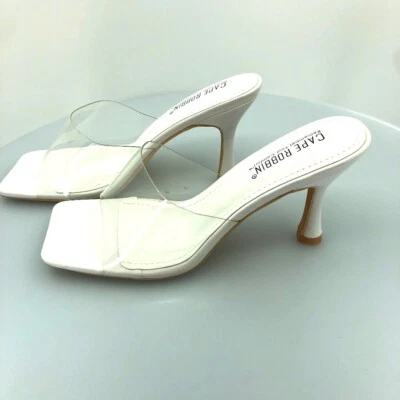 Zapatos Cape Robbin Veja para mujer talla 7,5 de tacón blanco punta abierta Foto 1 de 4