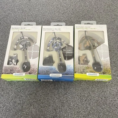 Lote De 3 AURICULARES XBOX 360 Dream Gear CAMO CON CABLE (Verde Azul Gris) NOS Foto 1 de 4