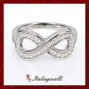 Magnifico Anello Infinito Donna in Argento 925 rodiato Oro Bianco - Foto 1 di 10