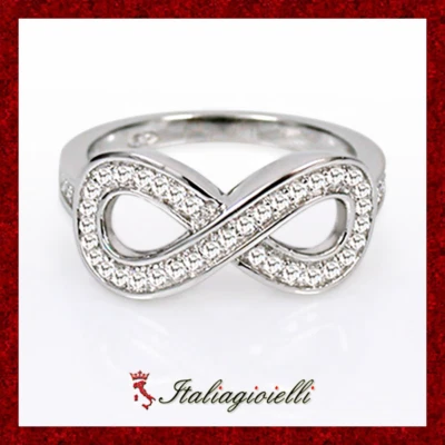 Magnifico Anello Infinito in Argento 925 Rodiato Oro Bianco - Immagine 1 di 4