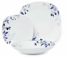 Master Casa Servizio Piatti in Ceramica Quadrato Fiori Blu 18PZ
