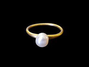 Madewell Ring natürliche Perle vergoldet Größe 6,75 Zoll  - Bild 1 von 10