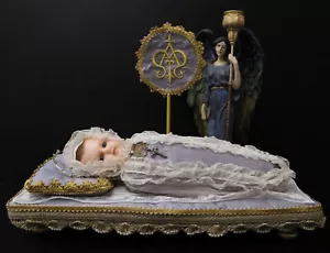 Antike Maria-Bambina, Bambinello, Klosterarbeit, Fatschenkind, Wax doll, - Bild 1 von 12