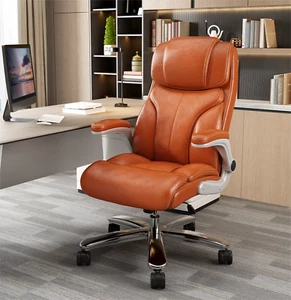 High Back Executive Office Chair Leather Computer Desk Chair with Flip-up Arm - Picture 1 of 24