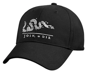 Join Or Die Deluxe Revolutionary War Black Hat Low Profile Baseball Cap  9894 - Foto 1 di 1