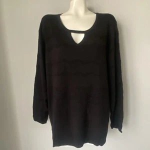 Women's Avenue Plus Size Sweater Scoop Neck Long Sleeve Black Size 18/20 - Picture 1 of 15