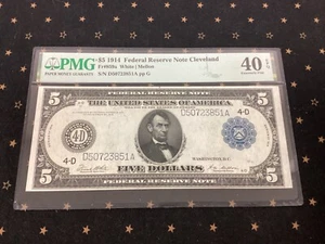 1914 $5 Federal Reserve Note NY -  Fr. 859 - PMG Extremely Fine 40 EPQ - Picture 1 of 4