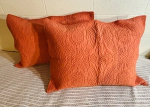 The Company Store Matelasse Orange Sham Standard Size Set of 2 - Picture 1 of 17