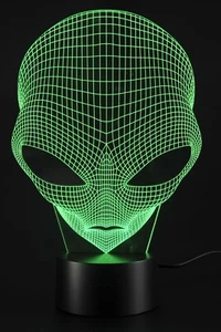 3D Illusion Grow LED Alien Shapes Lamp 7 Colors USB Power - Picture 1 of 6