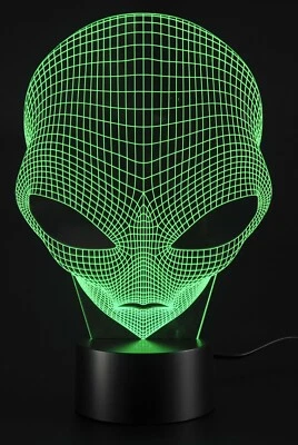 3D Illusion Grow LED Alien Shapes Lamp 7 Colors USB Power - Image 1 of 4