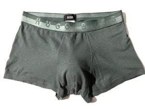 New HUGO BOSS Mens Grey Stripe Cotton Modal Boxer Trunk Brief Underwear sz L - Picture 1 of 11