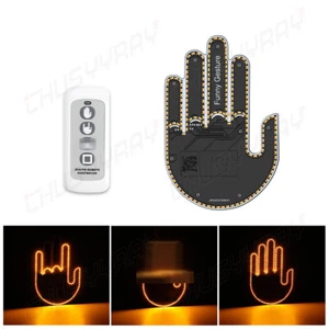 Finger Gesture Light with Remote LED Car Back Window Funny Sign Hand Light - Picture 1 of 15