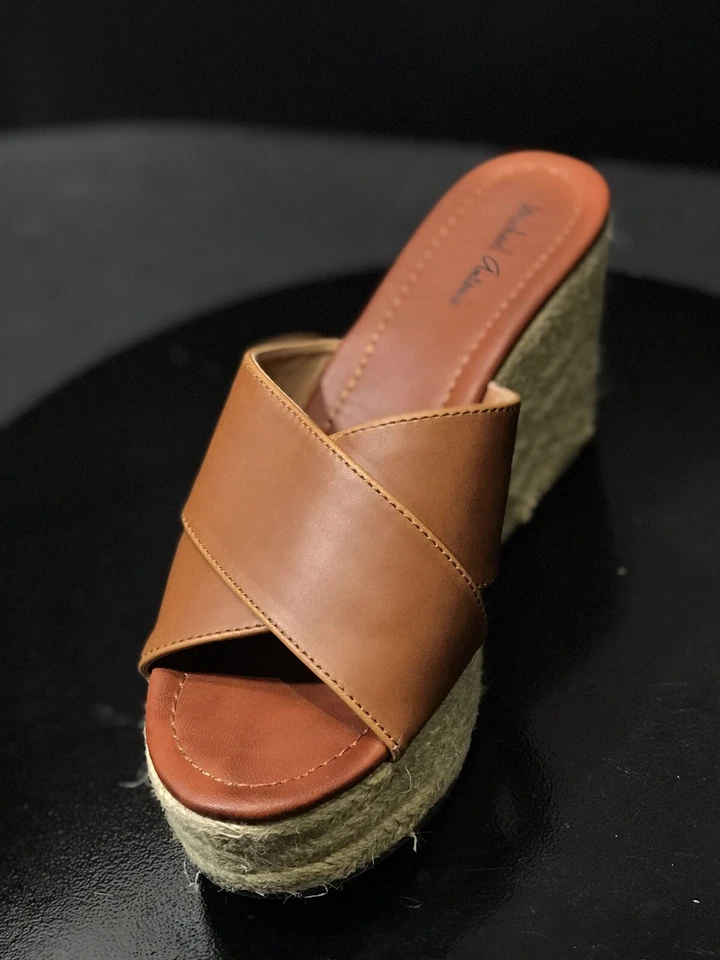 Alpargatas cuñas para mujer Michael Antonio marrón hechas por el hombre Foto 1 de 4