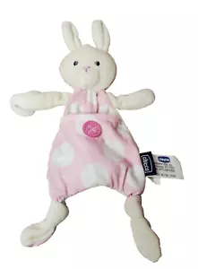 Chicco Pocket Friend Bunny Plush Rabbit Lovey Pink Dot Pacifier Holder Binky 10" - Picture 1 of 11