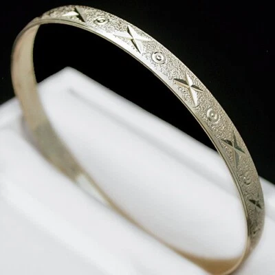 MEDIUM | 14K 14ct Yellow GOLD ep Solid BANGLE Ladies Fashion BRACELET GUARANTEE  - Image 1 of 4