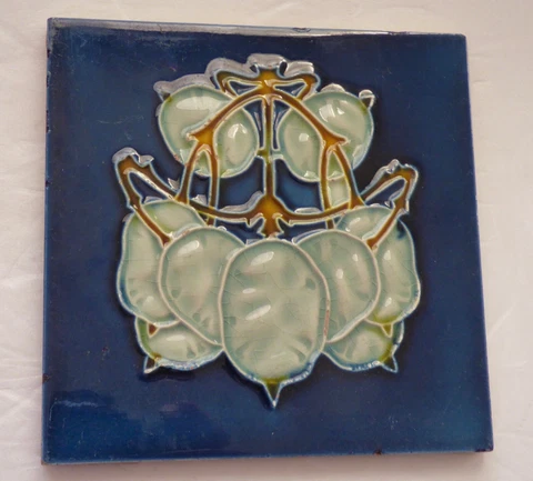 Iridescence BLUE rare Jugendstil Art Nouveau Tile Kachel Carreau Hemixem Tegel Cover