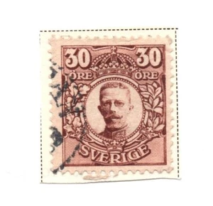 Suecia 1910-1915 King Gustaf V 30ore MC: 77 Marrón Usado Estampilla Ligeramente Bisagras - Imagen 1 de 1