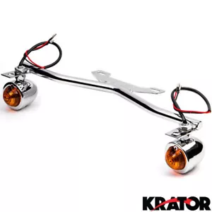 Chrome Driving Passing Lamp Spot Light Bar Bracket with Turn Signals Motorcycle - Picture 1 of 4