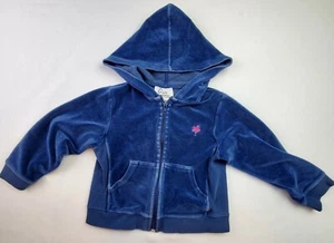 Lilly Pulitzer Little Girls Size 4 Zip Front Hooded Velour Jacket Blue - Picture 1 of 5