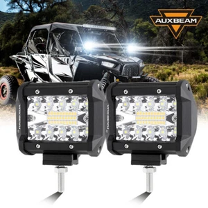 AUXBEAM 2X 4" LED Work Light 6 Mode Strobe Lamp for 2017-2024 Can-Am Maverick X3 - Picture 1 of 12