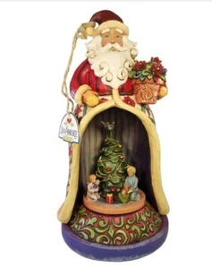 Jim Shore SANTA CLAUSE WE WISH YOU A MERRY CHRISTMAS MUSIC BOX NEW 11" TALL - Picture 1 of 7