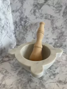Marmor Mörser und Holzstößel weiß Carrara - Bild 1 von 24