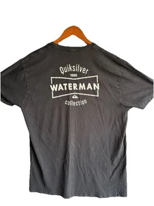 Quiksilver Waterman Collection T-shirt Men’s Sz LG Black Surfer Beach Tropical - Picture 1 of 4