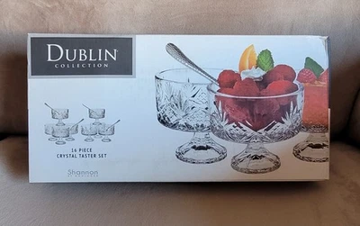 Dublin Collection Crystal Taster Set 16 Piece Dessert Bowls & Spoons - Image 1 of 2