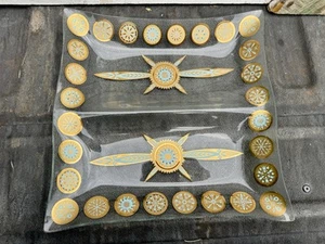 MCM Culver Carnival Glass Square With Dividers Gold Turquoise Starburst - Picture 1 of 9