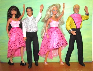 Discokugel Silber Glitzer Weste Hollywood Haare Ken Rosa Pullover Pony Barb 4 Puppe - Bild 1 von 24