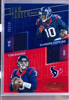 2017 Absolute DeAndre Hopkins / Tom Savage /99 JSY #4 Texans Team Tandem Duals - Image 1 of 2