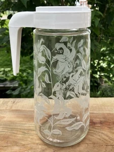 Vintage Tang Pitcher 1 Qrt Clear Glass 70’s Anchor Hocking Etched Glass - Picture 1 of 9