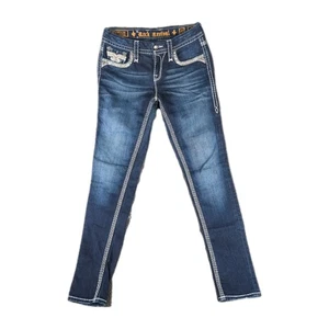 Rock Revival Janelle Mid-Rise Skinny blau Damenjeans Größe 27 x 30" Strass - Bild 1 von 8