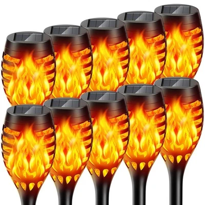 Solar Lights Outdoor: 10 Pack Solar Torch Lights Outdoor Flickering Flame for... - Image 1 of 4