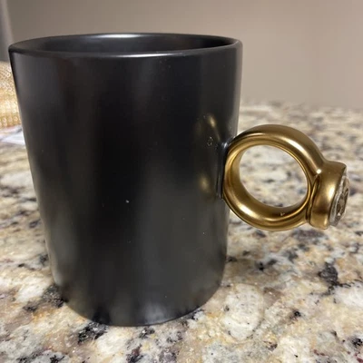 Lorna Maseko Piedras Preciosas 16oz Taza Negro y Dorado Color Citrino Vidrio Anillo Piedra Foto 1 de 4