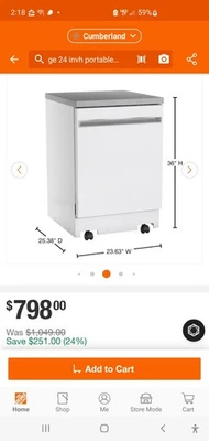 Lavavajillas portátil GE 24" Foto 1 de 4