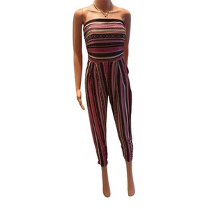 No Brand Women's Strapless Geometric Print Jumpsuit Black & White Size M - Picture 1 of 9