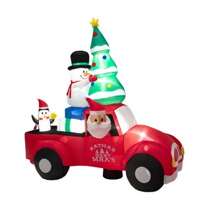 Papá Noel inflable de 8 pies de ancho conduciendo un coche con LED y soplador de aire - Imagen 1 de 5